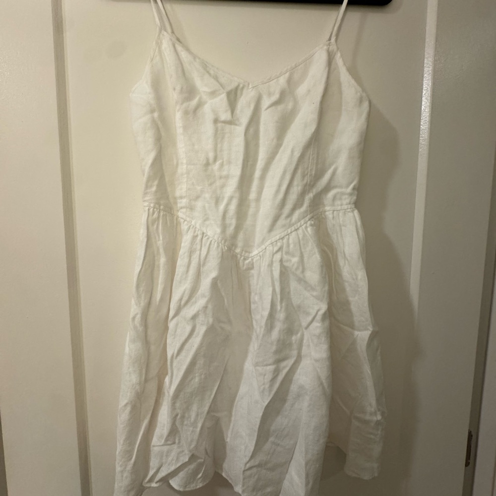 Aritzia Wilfred White Linen Mini Dress